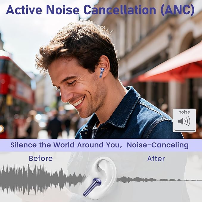 Hybrid ANC Earbuds Twin Gift Pack｜-50dB Noise Cancelling｜LDAC Audio ×2｜240H Total Playtime｜Spatial Sound｜Dual Device Pairing｜Perfect for Couples & Friends (Purple)