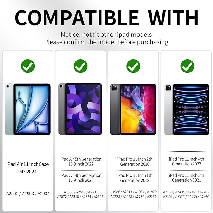 for ipad air 11 inch M2/M3 Case 2024/2025, ipad air 5th/4th Generation Case 10.9, ipad Pro 11 Cover 4th/3th/2th/1st, Trifold Stand with Pencil Holder, Slim Clear Cover, Leaf Floral