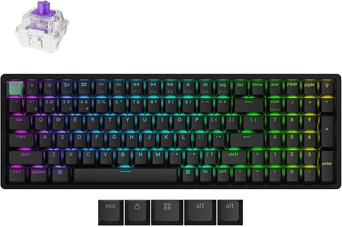 Keychron K4 HE QMK Wireless Gaming Custom Mechanical Keyboard, 2.4 GHz/Bluetooth/Wired 96% Layout Hot-Swappable Programmable RGB Backlit Gateron Magnetic Switches for Mac Windows Black