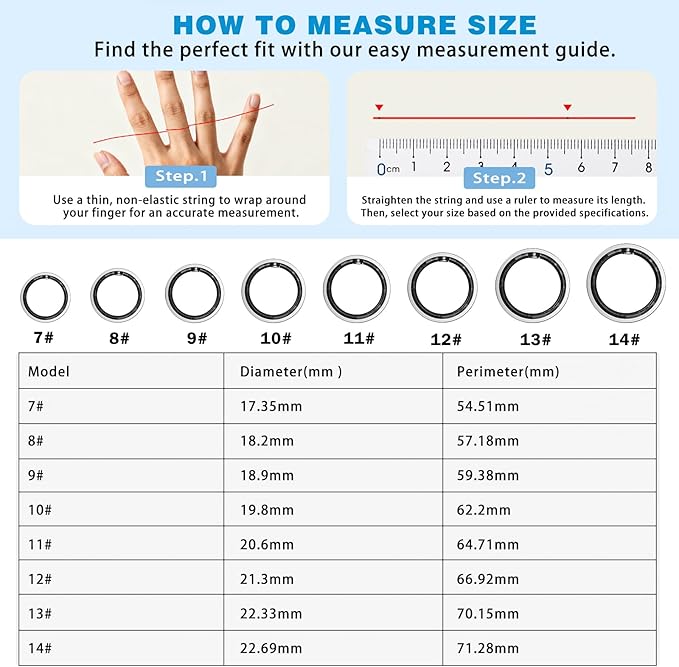Smart Ring for Women Men, Activity Tracker, SpO2, Heart Rate Monitor, Sleep Monitoring, IP68 Waterproof Fitness Ring for iOS & Android (Silver 13)