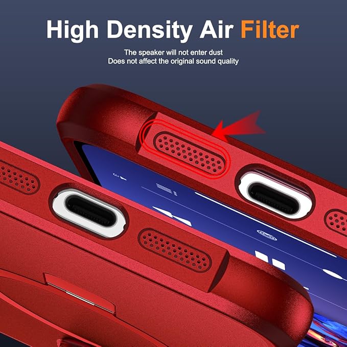 SKYLMW Compatible with iPhone 11 Case with Invisible Magnetic O-Ring Stand Military-Grade Case for iPhone 11 6.1" [Compatible with Mag-Safe][Great Grip Feeling], Red