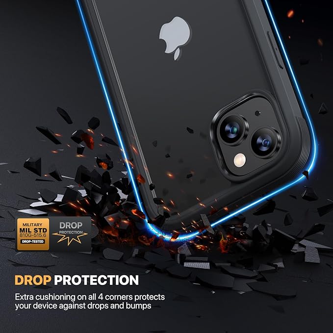 Diaclara Designed for iPhone 15 Plus Case 6.7 Inch,Upgraded Full Body Rugged Clear Bumper Case with Built-in Privacy Screen Protector for iPhone 15 Plus,Black