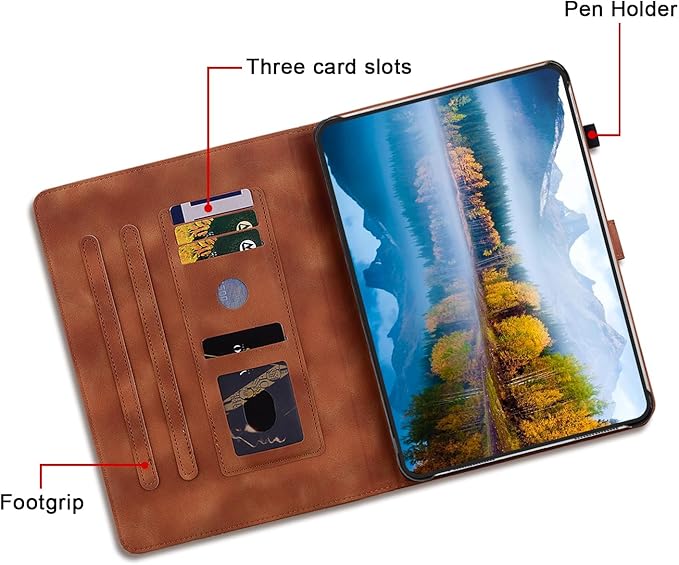 Case for iPad Air 13 Inch M4/M3/M2 (2026/2025/2024), Auto Wake/Sleep Supports Pencil Pro and Pencil(USB-C) Magnetic Multi-Angle Viewing Clasp Cover, Brown