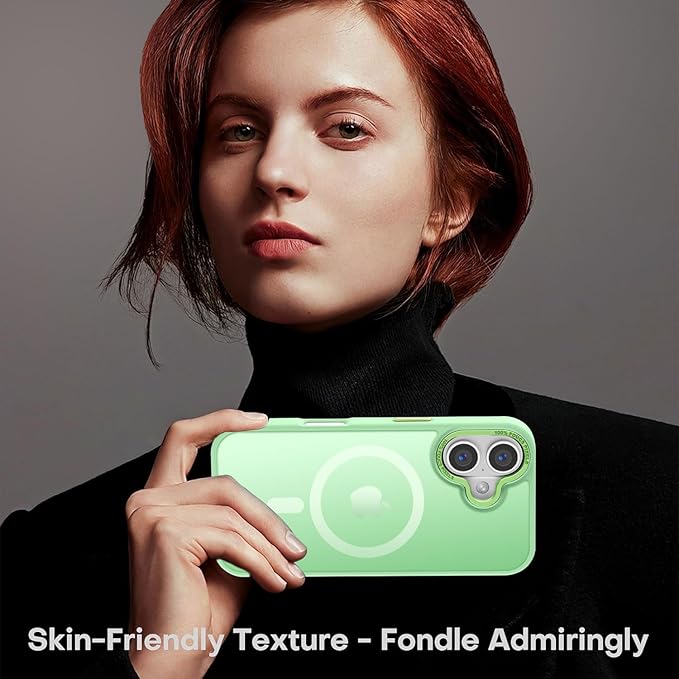 Newfuture Designed for iPhone 16 Case with Magnetic [13 FT Military Drop Protection] [Compatible with Magsafe] Slim Translucent Matte Shockproof with Anti-Fingerprint Phone Case, Matcha Green