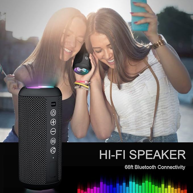 Ortizan Portable Bluetooth Speaker (1nd Gen), IPX7 Waterproof, Wireless, Big Sound and Deep Bass, TWS Pairing, 30Hrs of Playtime, for Home/Party/Outdoor/Beach, Birthday Gifts for Men Women - Black