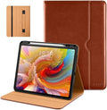 DTTO for iPad Pro 13 Inch Case (M5/M4) 2025/2024, Premium Leather Business Folio Stand Cover with Pencil Holder - Auto Wake/Sleep & Multiple Viewing Angles, Built in Hand Strap & Pocket, Brown