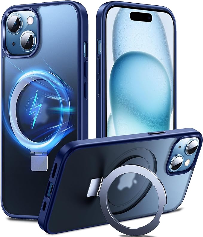 Chicfun 3-in-1 [Magnetic+Kickstand+Ring Holder] for iPhone 15 Plus Case with Stand Ring Holder， Compatible with MagSafe, Military Shockproof Kickstand Phone Case iPhone 15 Plus Cover Blue
