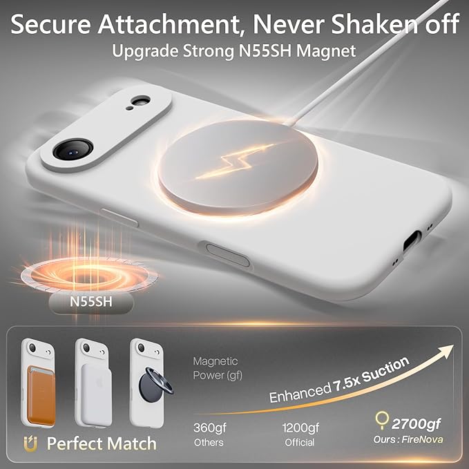 FireNova Magnetic for iPhone Air Case, Compatible with MagSafe, [Integrated Silicone Camera Control Button] [Camera Protection] Microfiber Lining Phone Case for iPhone 17 Air, 6.5", White