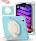 BATYUE Shockproof Case for iPad mini 7 (A17 Pro)/ Mini 6 8.3 inch (2024/2021) - 360° Multi-Angle Stand (Portrait & Landscape) & Grip, Built-in Pencil Holder, Frozen Blue