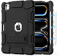 Case for iPad Pro 11 Inch Case (M5 2025/ M4 2024) with Pencil Holder, Built-in Stand, Military Grade Shockproof Protective Cover for iPad Pro 11", Black