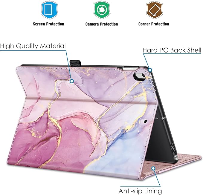 Fintie Case for iPad Air (3rd Gen) 10.5" 2019 / iPad Pro 10.5" 2017- [Sleek Shield] Premium PU Leather Slim Fit Multi Angle Stand Cover with Pocket, Pencil Holder, Auto Wake/Sleep, Dreamy Marble