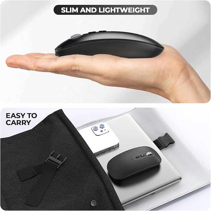 RaceGT USB C Wireless Mouse, Rechargeable Dual-Mode Mouse(Type-c and Bluetooth), Silent Bluetooth Mice for MacBook Air/Pro, Slim Portable Travel Mice for iPad Mac Laptop PC Computer