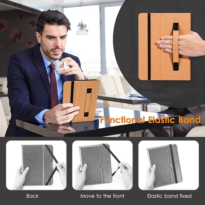 DTTO for iPad mini 7th (A17 Pro) 2024/iPad Mini 6th Generation Case 2021 8.3 Inch, Premium Leather Business Folio Stand Cover for Mini 7/6 with Pencil Holder-Multiple Viewing Angles, Orange