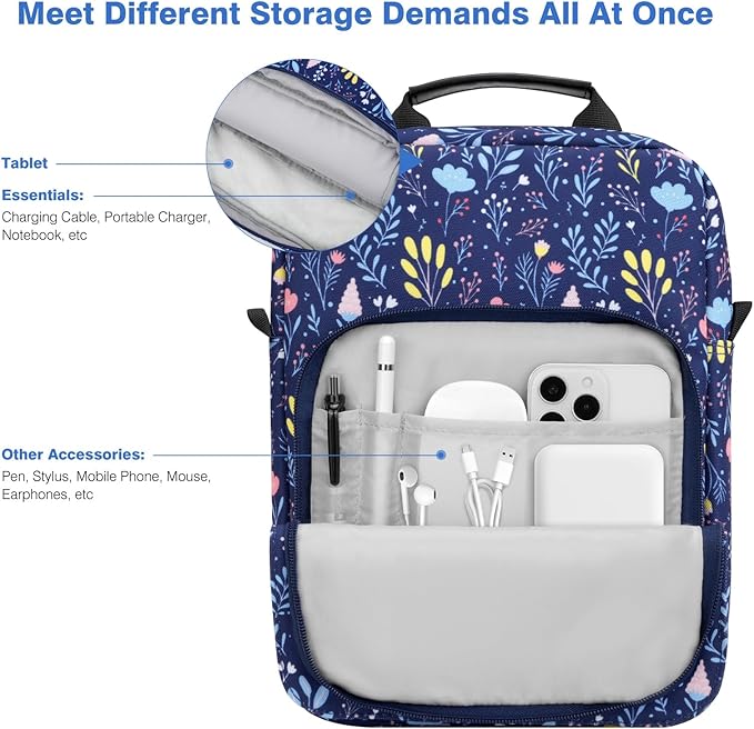 Dadanism 9-11 Inch Tablet Sleeve Bag Carrying Case with Shoulder Strap for iPad (A16) 11", iPad 10th Gen 10.9", iPad Air M4/Pro M5 11", iPad 9/8/7th 10.2", Galaxy Tab A11+ Plus 11", Night Blue