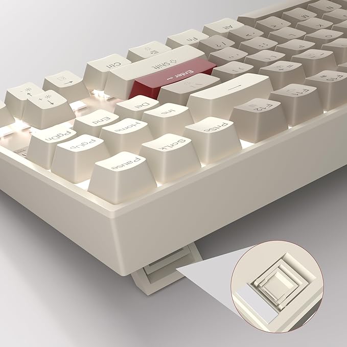 MageGee 75% Mechanical Gaming Keyboard, Brown Switch, LED White Backlit, 87 Keys Compact TKL Wired Computer Keyboards for Windows Laptop PC Gamer - Retro Grey/White
