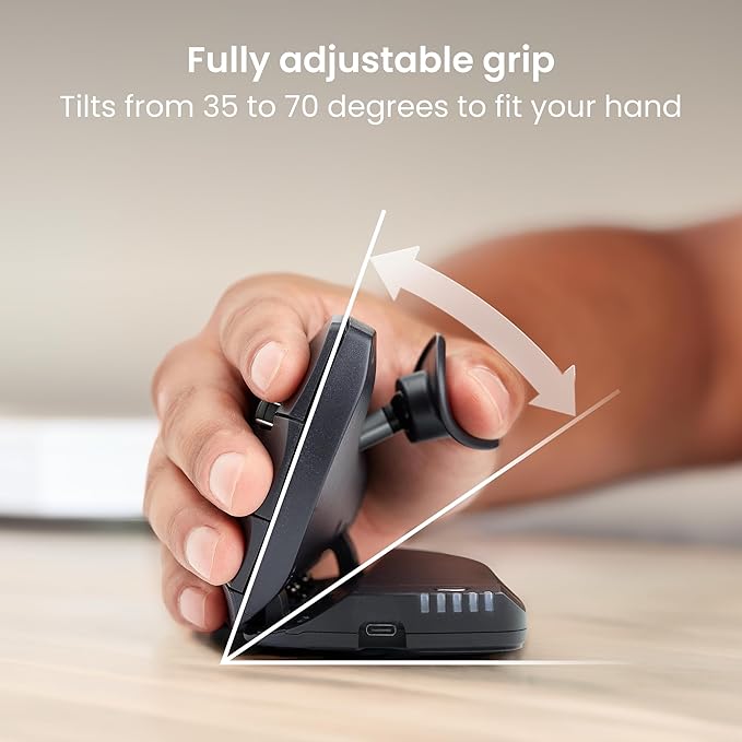 Contour Unimouse Ergonomic Vertical Mouse Adjustable 35°-70° Tilt Angle, 6 Programmable Buttons for Productivity, Customizable Thumb Rest for Wrist Pain Relief | Plug & Play Mac/PC - Wireless - Right