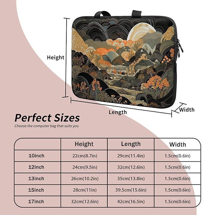 Universal Tablet Laptop Sleeve Case 10 inch, Japanese Abstract Art Slim Carrying Case Durable Handbag Travel Laptop Bag for 7 to 10-inch Laptops/Notebook/Kids Tablet/ipad/eBook Readers