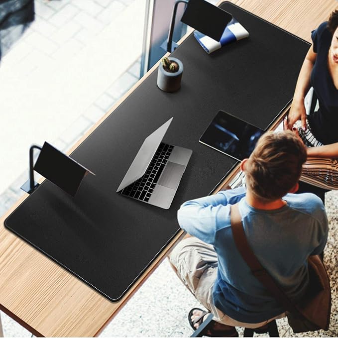 CENNBIE 59" x 27.5" Large Leather Desk Mat, Extended Mega Size Mouse Pad with Full Desk Coverage, Waterproof Office Desk Protector (Black)