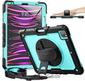 Timecity for iPad Pro 12.9 Case 6th/5th/4th/3rd Gen, 360° Rotating Stand, Pencil Holder & Wireless Charging, Shockproof with Screen Protector & Shoulder Strap -for Designers & Professionals-Light Blue