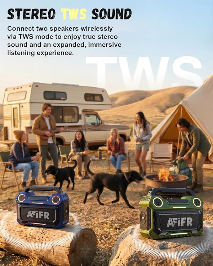 Outdoor Bluetooth Speaker, 160W Loud Bass! Rugged, IP67 Waterproof, 24H Playtime with Lights, Wireless TWS Pairing Portable Speakers for Party, Outsides, Travel, Beach, Garage(Tide Blue)