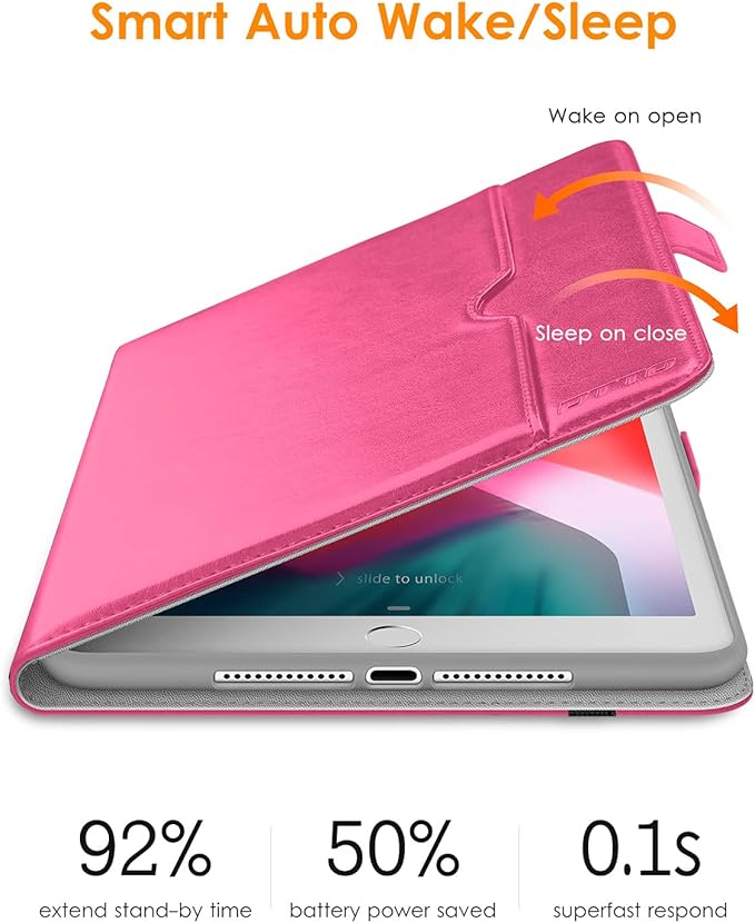 DTTO for iPad 9.7 Inch 5th/6th Generation 2018/2017 Case with Apple Pencil Holder, Premium Leather Folio Stand Cover Case for Apple iPad 9.7 inch, Also Fit iPad Pro 9.7/Air 2/Air - Rose Red