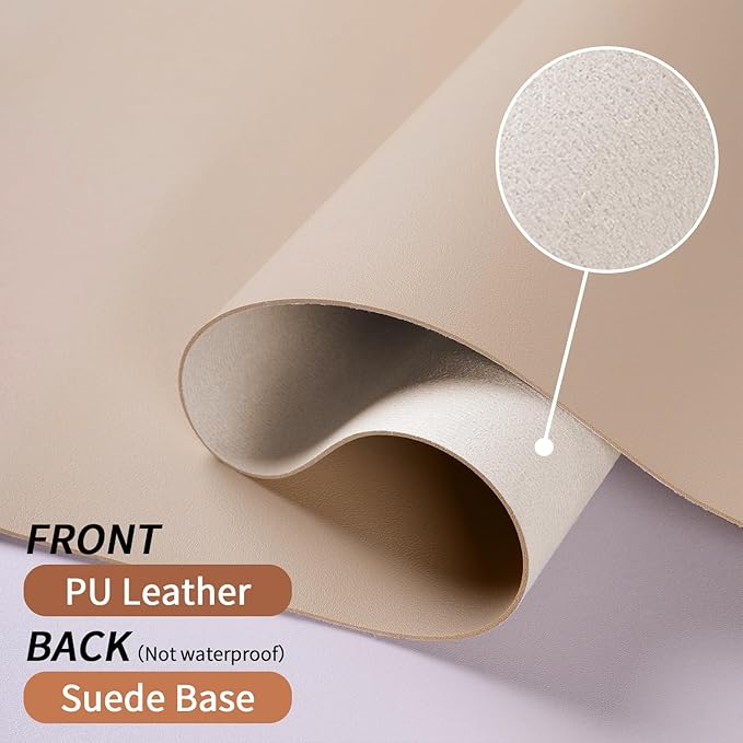Bloss Extra Large Leather Desk Mat 47.2" x 24" Non-Slip Dressing Table Cover Protector, Waterproof Student Study Desk Mat, PU Leather Computer Writing Desk Pad for Home Office and Decor - Beige