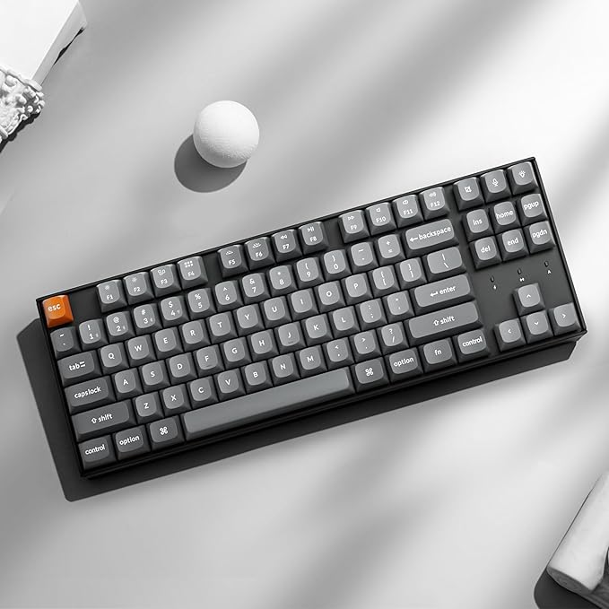 Keychron K8 Max Custom Mechanical Keyboard Wireless, TKL 2.4 GHz/Bluetooth 5.1/Wired QMK Programmable RGB, Hot-Swappable with Keychron Super Banana Switch Compatible with Mac Windows Linux