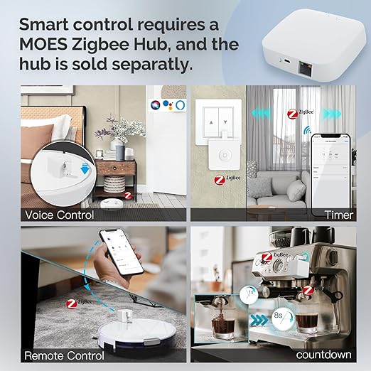 MOES Zigbee Fingerbot Plus, No Wiring Switch Smart Button Pusher, Upgrade with Touch Control,Support Alexa, Compatible with Tuya Smart Life