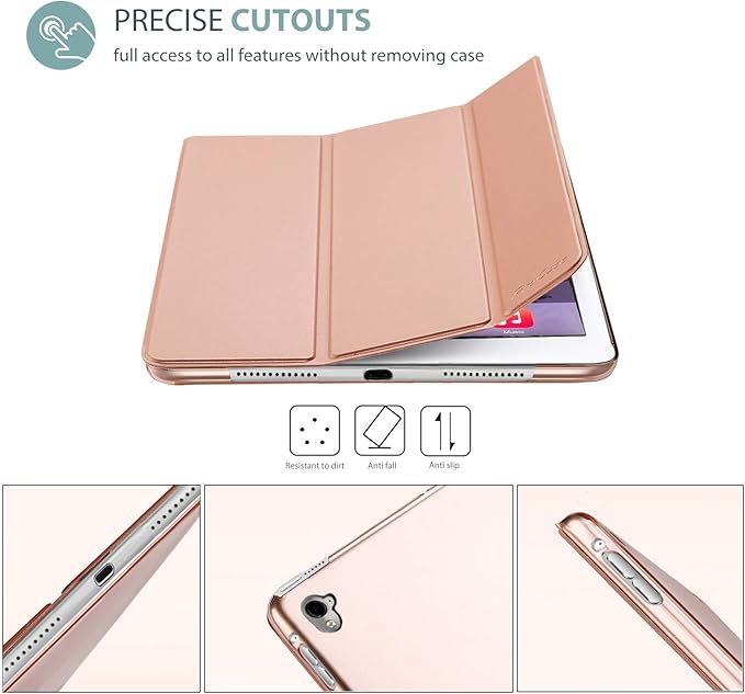 ProCase Smart Case for iPad Pro 9.7 Inch 2016, Ultra Slim Lightweight Stand Smart Case Shell with Translucent Frosted Back Cover for iPad Pro 9.7 Inch (A1673 A1674 A1675) -Rosegold