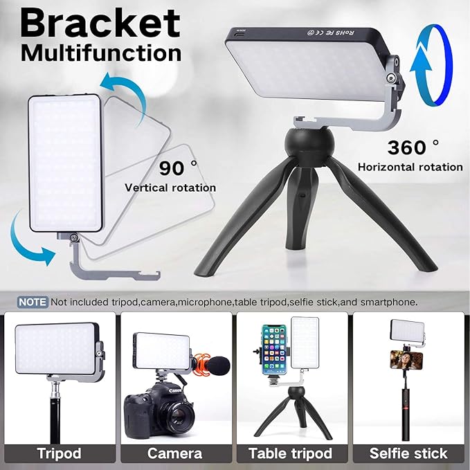 IVISII G2 Pocket RGB Camera Light,Built-in 7200mAh Rechargeable Battery 360°Full Color Gamut 9 Light Effects,2600-10000K LED Video Light Panel with Aluminum Alloy Body, Adjustable Tripod Stand