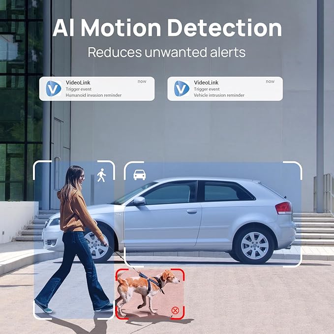 4MP PoE IP Camera Outdoor with Human/Vehicle Motion Detection and Built-in Mic, 118° Wide Angle, 2.8mm lens,98ft Night Vision 24/7 Full Color Recording POE Camera, IP67,Compatible with Blue Iris