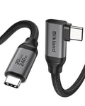 Silkland USB C Monitor Cable Right Angle 4FT, 8K@30Hz 5K/4K@60Hz Display, 20Gbps Data Transfer, 90 Degree USB C 3.2 Gen 2x2 Video Cable, 240W Charging for iPhone 17, MacBook, Portable Monitor, Carplay