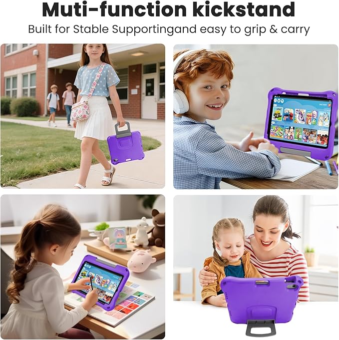 Kids Case for New iPad 11th Gen (A16) 11-inch 2025 & 10th Generation 10.9" 2022 & Air 11" 2025/2024 & Air 5th/4th Gen & Pro 11,Durable Shockproof Cover with Pencil Holder Handle Stand.Purple