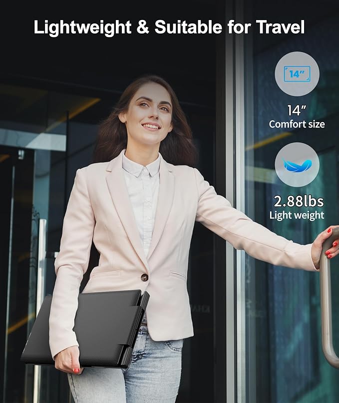 Cevaton Laptop Screen Extender, 14.2" FHD 1080P Portable Monitor for Laptop, Plug & Play Screen Extender, Auto Adjust Width Dual Monitor for 13" - 17" Laptops, Compatible for MacOS/Wins/Chrome/Dex