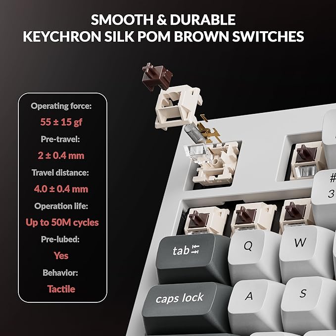 Keychron Q5 Ultra 8K Polling Rate Wireless Mechanical Keyboard 2.4 GHz & Bluetooth 660Hr Battery Aluminum ZMK Launcher with Hot-swappable Brown Switches PBT Keycaps for Mac Windows Linux - White