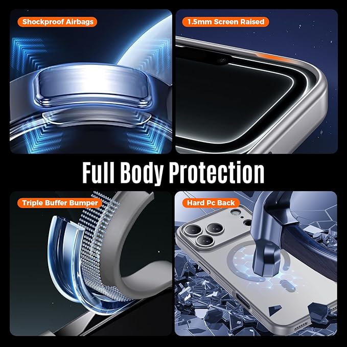 Symcele Designed for iPhone 17 Pro Max Case, Compatible with MagSafe, [Camera Protection] [15FT Military Drop Protection] Shockproof Translucent Matte Anti-Slip Phone Case, 6.9", Natural Titanium