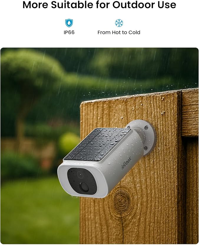 ieGeek Camera Outdoor Wireless, 2K WiFi Battery Powered Cameras for Home Security with Embedded Solar Panel, AI Motion Detection, Smart Spotlight & Alarm, Color Night Vision