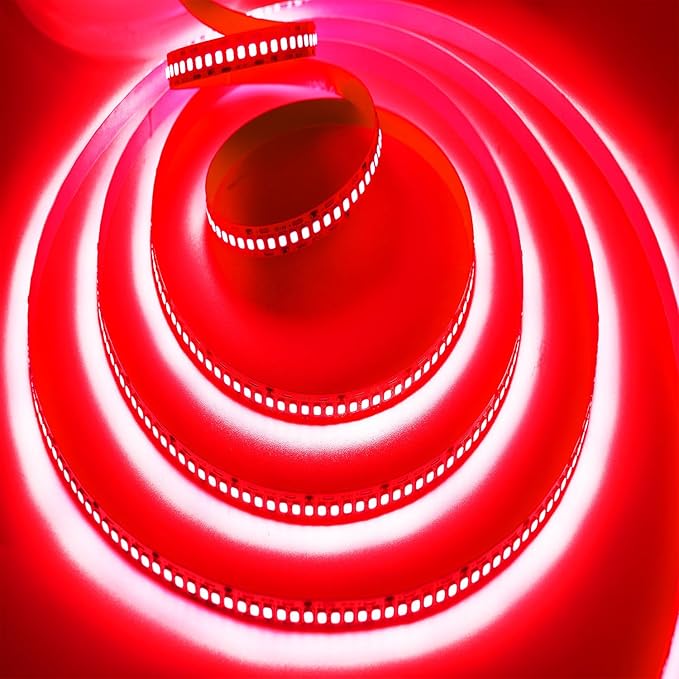 SUYOOULIN LED Strip Lights, SMD 2835 LED Strip, DC12V 1200LEDs 16.4Ft 26000LM High Density LED Light Strips Tube Waterproof IP67, 3 Times Brightness Than SMD3528 LED Strip, Red
