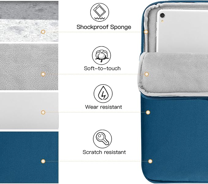 TiMOVO 9-11" Tablet Sleeve Bag for iPad 11-inch A16 2025, iPad 10.9"/10.2"| Air 11 Inch/5th/4th Gen. 10.9", Galaxy Tab A9+/A11Plus 11", Protective Bag Fit Smart Keyboard, Peacock