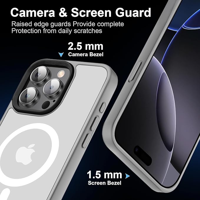 Strong Magnetic Case for iPhone 14 Pro Max[10Ft Military-Grade Protection] Compatible with MagSafe Shockproof Slim Thin Cover 14 Pro Max Phone Case 6.7 inch,-Gray