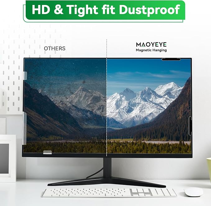 [2 Pack] Magnetic 23.8 in Computer Anti Blue Light Screen Protector for16:9 Aspect Ratio Widescreen Monitor, Hanging Eye Protection Anti-Glare Light Screen Protector, Removable 23.8in Protective Film