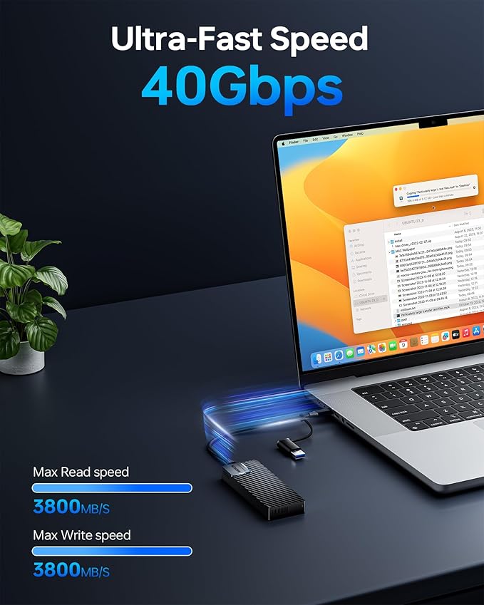 M.2 NVMe Enclosure,40Gbps M.2 Enclosure SSD Enclosure Compatible for M4/Pro/Max MacBook Mac mini,Support SSD Size 2230/2242/2260/2280 B+M M-Key PCIe Compatible with Thunderbolt 3/4/USB4/3.2/3.1
