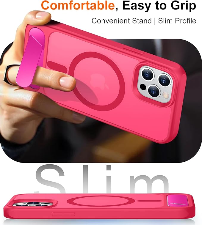 Magnetic Compatible with iPhone 12 Pro Max Case, [Built-in Invisible Kickstand][Compatible with MagSafe][Military Grade Shockproof] Slim Translucent Matte Phone Case for iPhone 12 Pro Max 6.7"