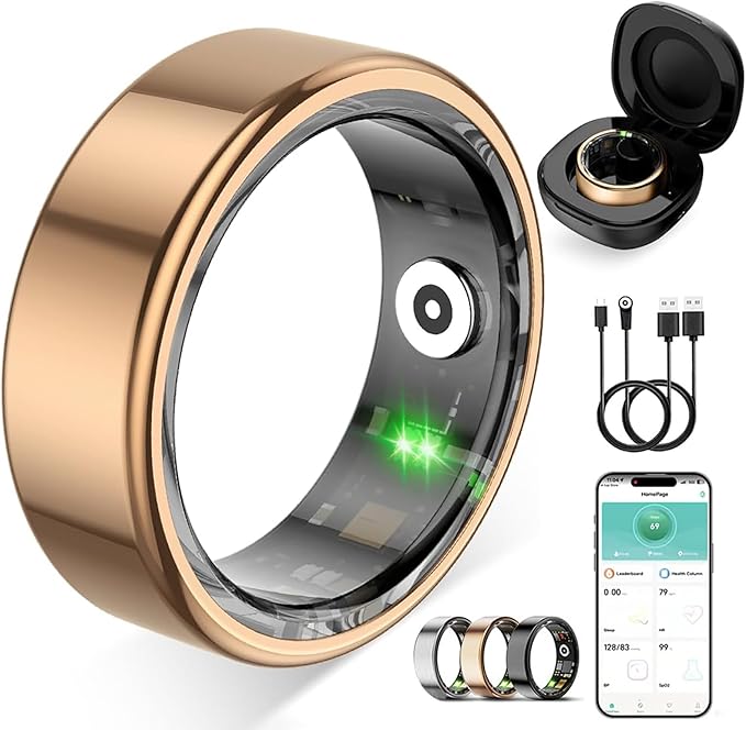 Smart Ring for Women Men,No Subscription Fee,Fitness Tracker Ring with Heart Rate, Sleep Monitoring, Blood Oxygen, Step Counting for iOS and Android, Waterproof(Rose Gold, 11)