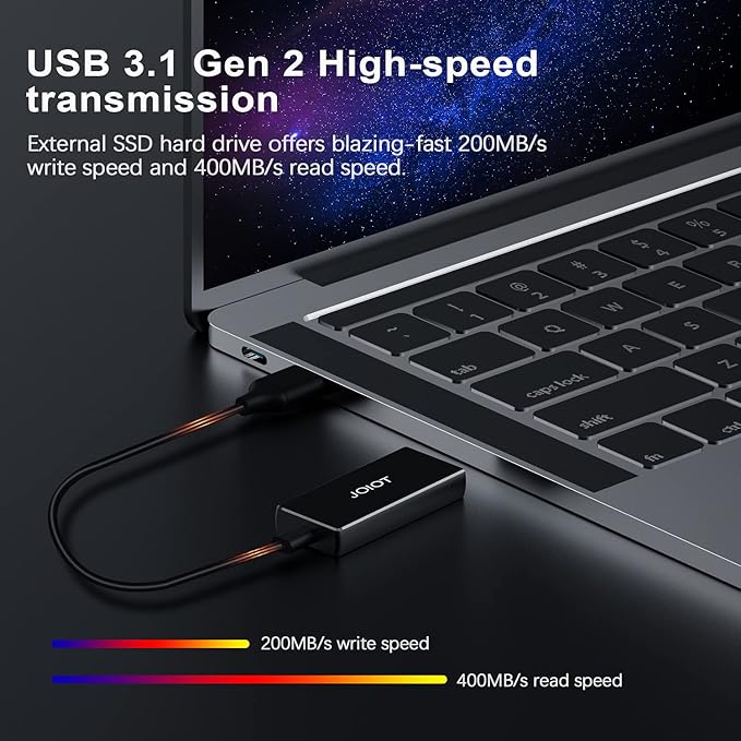 JOIOT 250GB Portable External SSD,Portable SSD USB 3.2 Type C Ultra-Light External Solid State Drive, Mini Portable Solid State Drive for Mac Windows Android Linux(250GB)