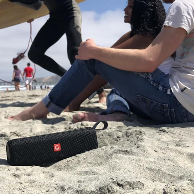 DOSS Bluetooth Speaker, E-go II Portable Speaker with 12W Superior Sound and Loud Bass, IPX6 Waterproof, Built-in Mic, 12H Playtime, Waterproof Speaker for Pool, Beach, Outdoor, and Travel - Grey