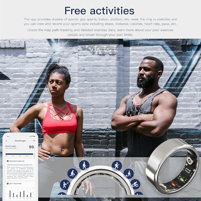 2026 Smart Ring for Women & Men Health Fitness Tracker for Daily Activity Workouts | Heart Rate Sleep Blood Oxygen Steps Cycle Monitoring Meditation | No Subscription Required (Silver, #6)