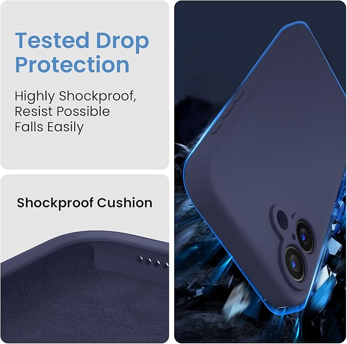 FireNova Designed for iPhone 16 Case, Silicone Upgraded [Camera Protection] Phone Case, Soft Anti-Scratch Microfiber Lining Inside, 6.1 inch, Navy Blue