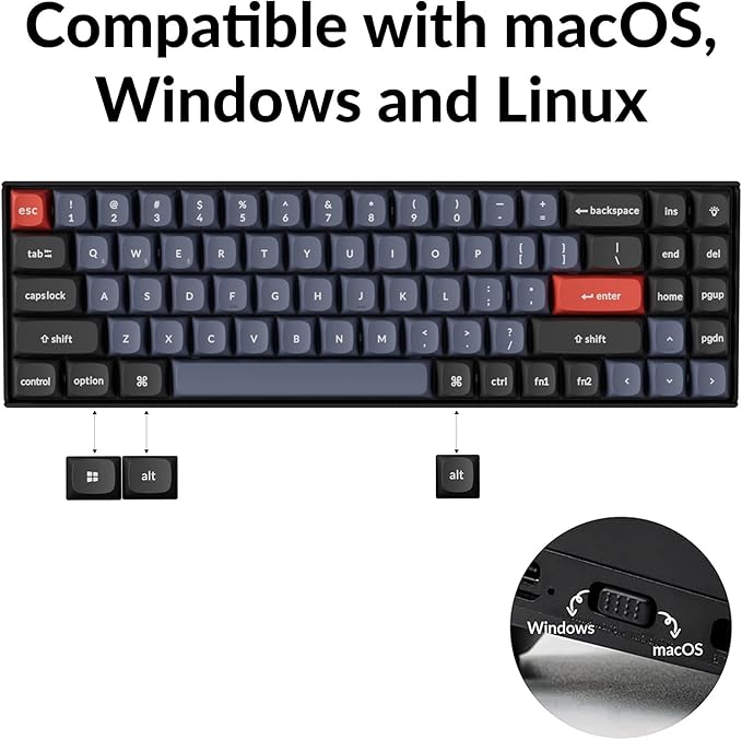 Keychron K14 Pro Wireless Custom Mechanical Keyboard,70% QMK/VIA Programmable Bluetooth/Wired RGB Backlight, Hot-swappable K Pro Red Switch - for Mac Windows Linux