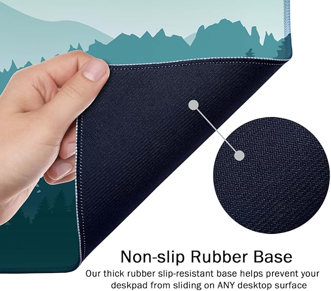 Large Mouse Pad, Full Desk XXL Extended Gaming Mouse Pad 35.5" X 15.7", Waterproof Desk Mat with Stitched Edge, Non-Slip Laptop Computer Keyboard Mousepad for Office & Home, Green Mountain Landscape